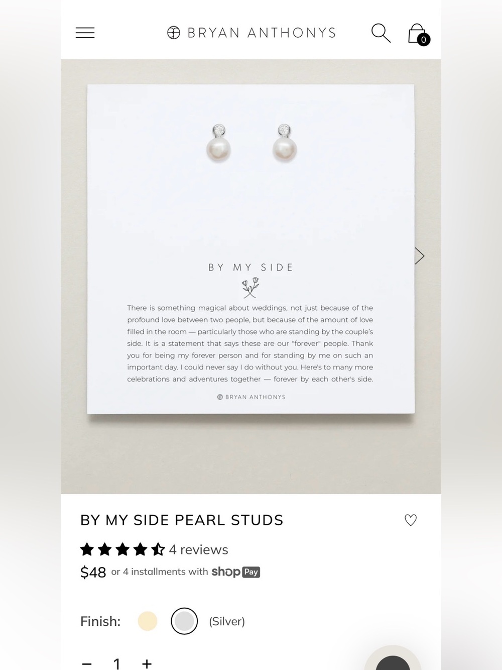 Bryan Anthonys Pearl Stud Earrings- By My Side